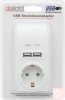 Delight 55122 hálózati USB töltő 2db aljzattal + hálózati aljzat