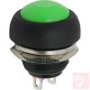 Nyomógomb, kerek, 1 körös, 2 láb, zöld, 250V 1A