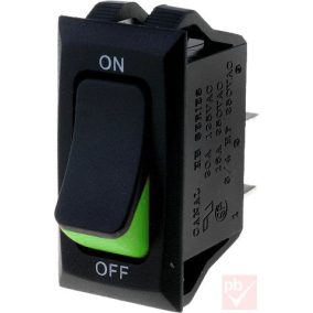   Billenő kapcsoló, szögletes, fekete, világítás nélkül, 1 körös, 2 állású, 30x12, ON-OFF felirattal