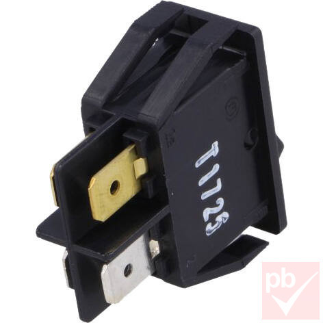 Billenő kapcsoló, szögletes, fekete, világítás nélkül, 2 körös, 2 állású, 28x12