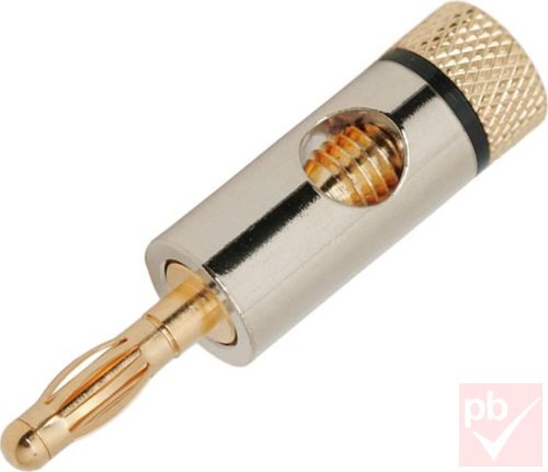 Banán dugó, lengő, 4mm, fém, aranyozott, fekete