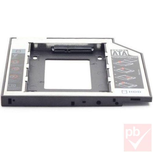 Beépítő keret, laptop 12.7mm optikai meghajtó helyre 2.5" meghajtó (SSD optibay)