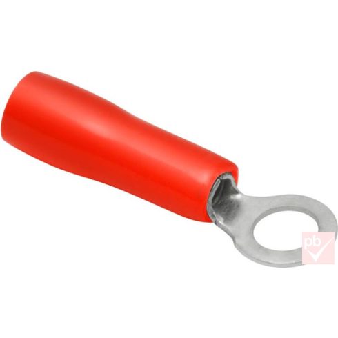 Kábelsaru, 4.3mm (M4) / 2mm, gyűrűs (szemes), szigetelt, piros