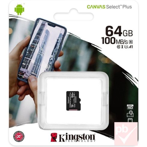 Kingston Canvas Select Plus 64GB micro SD memóriakártya (adapter nélkül)