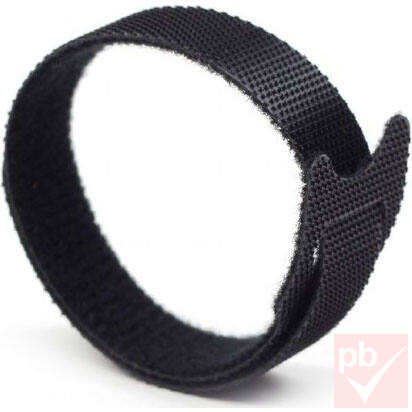 Kábelkötegelő, tépőzáras, fekete, 210x12mm