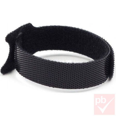 Kábelkötegelő, tépőzáras, fekete, 210x12mm