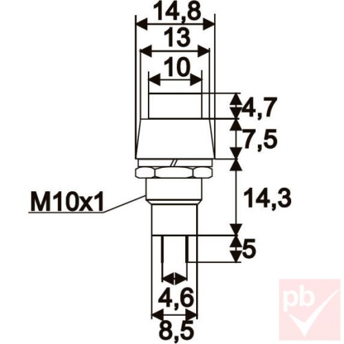 Nyomókapcsoló, 1 körös, 2 állású, 2 láb, kerek, fekete, 250V 2A