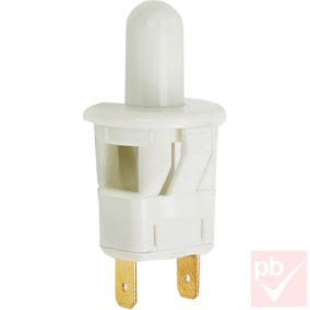   Nyomógomb, kerek, 1 körös, 1 állású, 2 láb, bútorba, fehér, 250V 2.5A