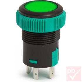   Nyomókapcsoló, 1 körös, 2 állású, 3 láb, kerek, zöld világítással, 12V 20A