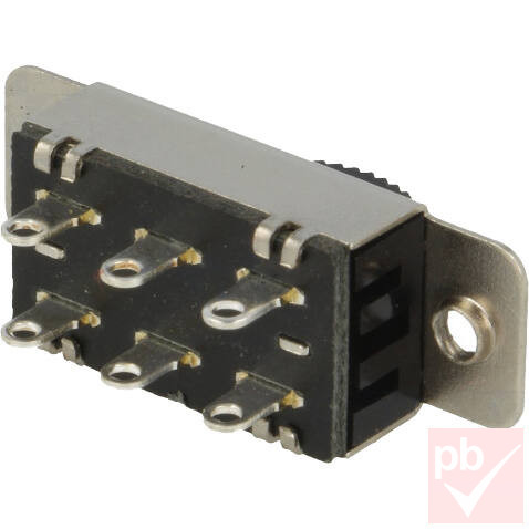 Tolókapcsoló, beépíthető, 2 állású, 24V DC 1A, DPDT, ON-ON (Ninigi S22L)