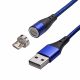 USB 2.0 A-micro B összekötő adat-és töltőkábel 1.0m kék, mágneses fejjel
