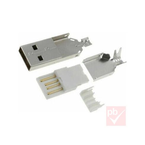 USB 2.0 A dugó, lengő, két részből álló fém ház, törésgátló nélkül (Connfly)