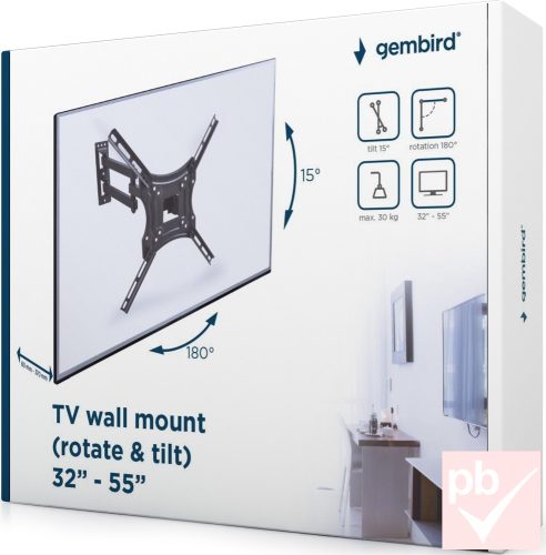 Gembird TV tartó fali konzol, dönthető, forgatható, 32-55"