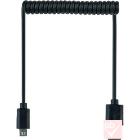USB 2.0 A-micro B összekötő kábel 1.8m fekete, spirál