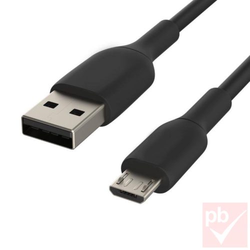 USB 2.0 A-micro B összekötő kábel 1.8m fekete, spirál