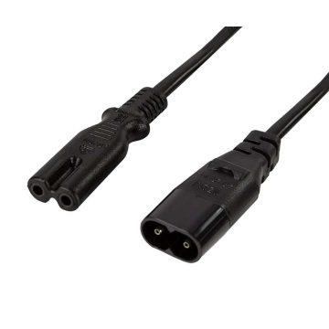 IEC C7 hosszabbító kábel, fekete, 2.0m