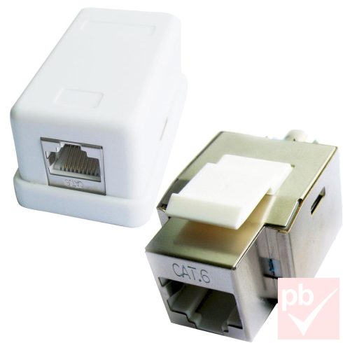 RJ45 fali doboz, 1db 8P8C aljzat, Cat6, műanyag, fehér