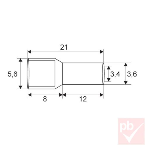 Érvéghüvely szigetelt 6.0mm² sárga