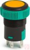 Nyomókapcsoló, 1 körös, 2 állású, 3 láb, kerek, sárga világítással, 12V 20A