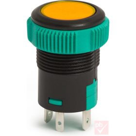   Nyomókapcsoló, 1 körös, 2 állású, 3 láb, kerek, sárga világítással, 12V 20A