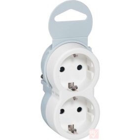   Hálózati elosztó, 2db földelt aljzat, fehér, gyermekvédelemmel (Legrand 050655)
