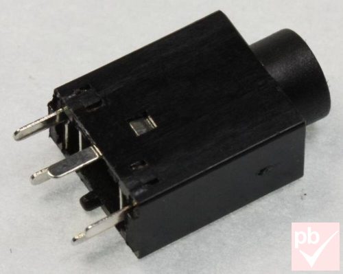 Jack aljzat, beépíthető, 3.5mm sztereó, panelbe, THT, v4, műanyag ház