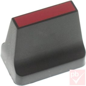 Tolópotenciométer gomb, műanyag, fekete, piros csíkkal