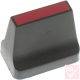 Tolópotenciométer gomb, műanyag, fekete, piros csíkkal