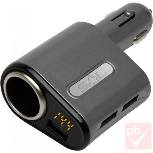 SAL SA 061 autós USB gyorstöltő voltmérővel