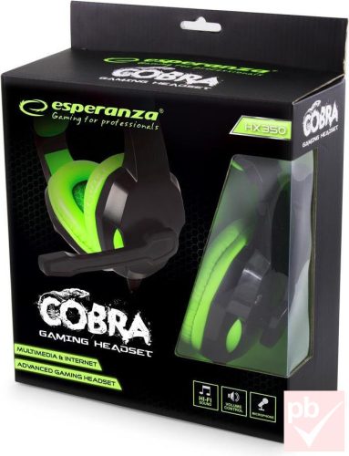 Esperanza Cobra gamer headset (fekete-zöld)