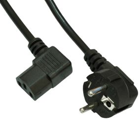   Hálózati tápkábel, Schuko 90° dugvilla - IEC C13 dugó 90° bal/jobb 1.5m