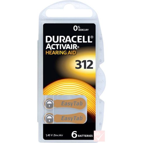 Duracell ActivAir 312 hallókészülék elem (6db-os csomag)
