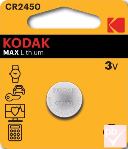 Kodak Max Lithium CR2450 gombelem 3V
