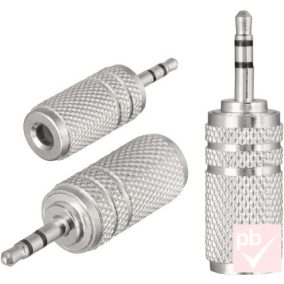   Audio átalakító, Jack 2.5mm sztereó dugó - Jack 3.5mm sztereó aljzat (fém)
