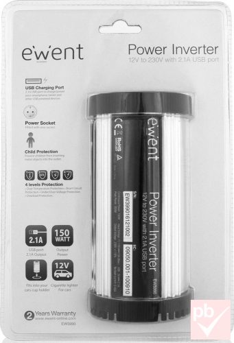 Ewent EW3990 autós inverter (12V->230V 150W)