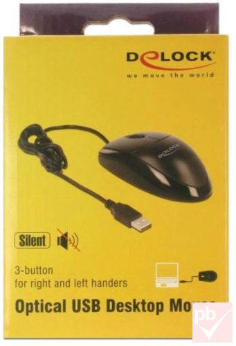 Delock 12530 Silent USB egér (fekete)