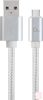 USB 2.0 A-C összekötő kábel, 1.8m, fehér, fonott bevonat, fém csatlakozók
