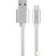 USB 2.0 A-C összekötő kábel, 1.8m, fehér, fonott bevonat, fém csatlakozók