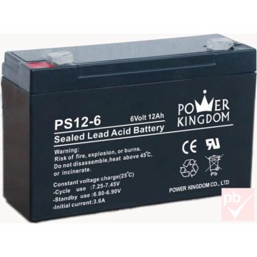 Power Kingdom PS12-6 akkumulátor (6V 12Ah)