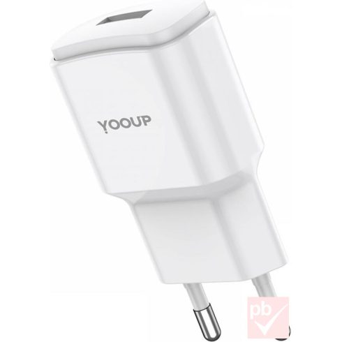 Yooup G01 hálózati USB töltő 1db aljzattal (2.1A, fehér)