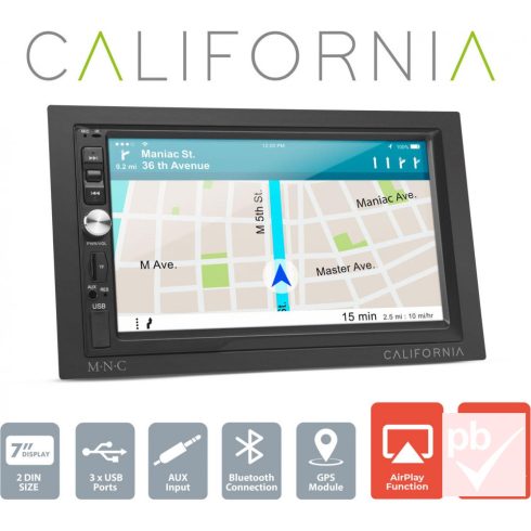 MNC California érintőképernyős autó fejegység (2 DIN, Android 8.1, 4x50W)