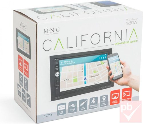 MNC California érintőképernyős autó fejegység (2 DIN, Android 8.1, 4x50W)