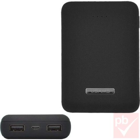 Usams PB4 Dual USB MINI Power Bank, hordozható akkumulátor (10000mAh, fekete)