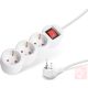 Hálózati elosztós hosszabbító, fehér, 3 aljzat, kapcsolós 3.0m (1.5mm²)