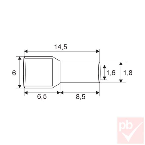 Érvéghüvely szigetelt 2x0.75mm² szürke