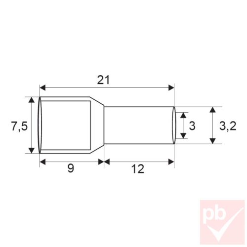 Érvéghüvely szigetelt 2x2.50mm² kék