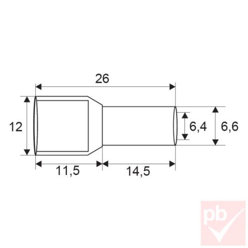 Érvéghüvely szigetelt 2x10.0mm² piros