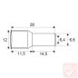 Érvéghüvely szigetelt 2x10.0mm² piros