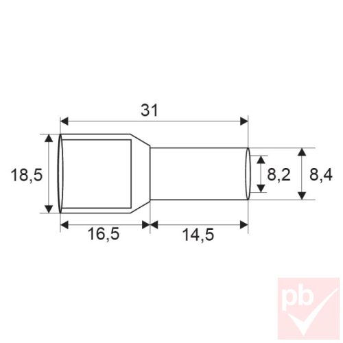 Érvéghüvely szigetelt 2x16.0mm² vaj