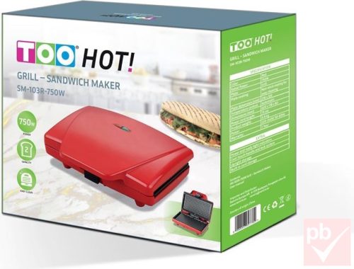 Too 750W piros grill-és szendvicssütő